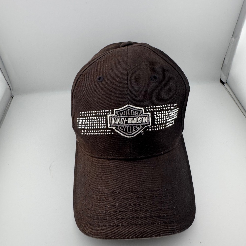Harley-Davidson Baseball Cap Mens OSFA Black Studded Bar & Shield Logo Biker Hat